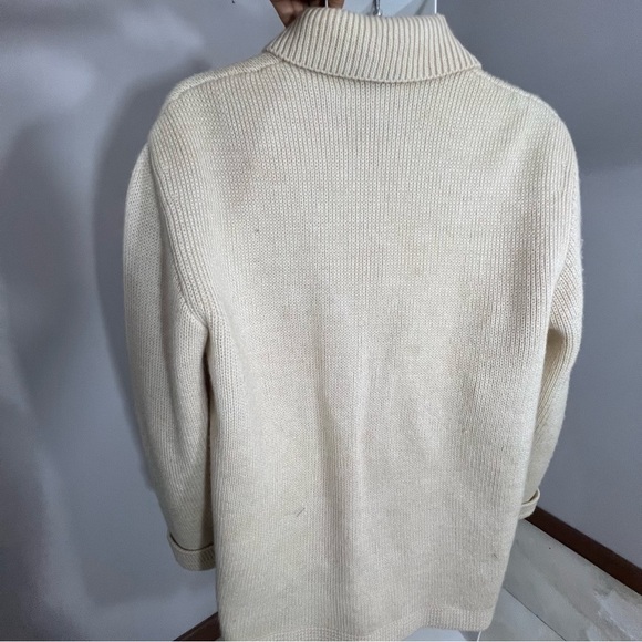 Vintage Lucano Beige Wool Mens Chunky Knit Cardigan Sweater XL Old Money Neutral - Picture 6 of 17